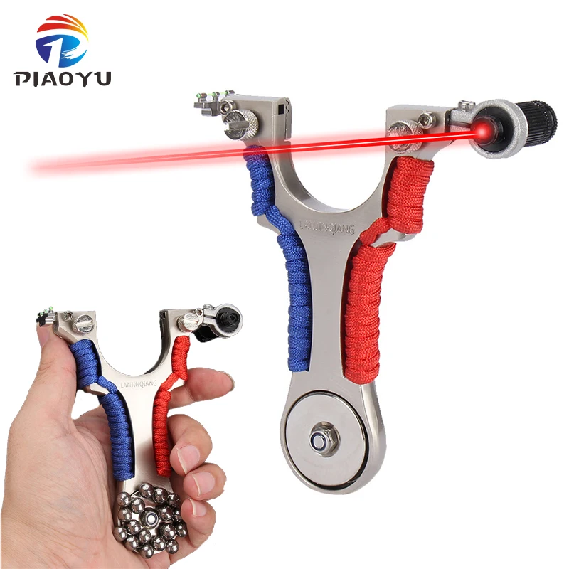 

Rotatable Laser Slingshot Infrared Aiming Catapult with Rubber Band + Mud Ball Outdoor Shooting Game Sling Shot Set