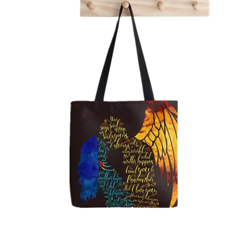 

2021 Shopper Your soul sings to mine Printed Tote Bag women Harajuku shopper handbag girl Shoulder shopping bag Lady Canvas Bag