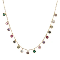 sipengjel fashion minimalist colorful zircon neckale elegant bead crystal stone choker chain neckalce for women jewelry