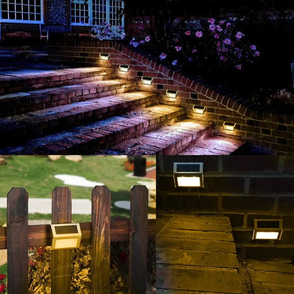 1-4 шт. 3LED Солнечная настенная лампа для улицы, водонепроницаемая солнечная энергия, садовый забор, светильник для двора, дорожка, забор, настенный светильник, садовый светильник