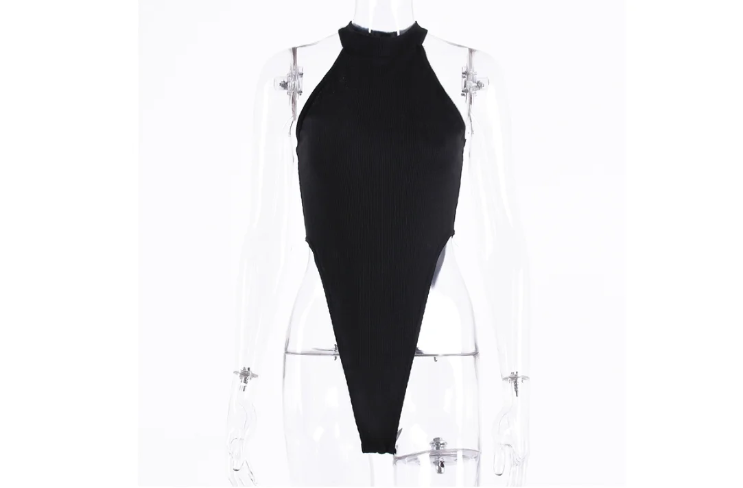 

Sexy Women Lady Strappy Plunge V Neck Full Cotton Cross Bodycon Bodysuit Top S-L