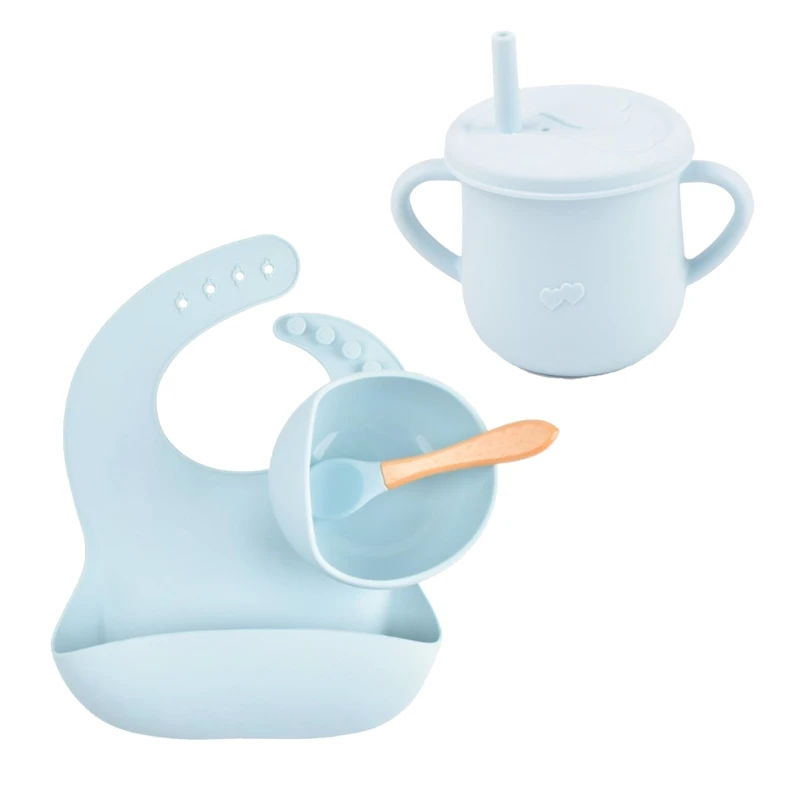 Silicone Dinner Plate Set Toddler Dining Containing Material Baby Suction Bowl Spoon Bib and Cup 29EA | Дом и сад