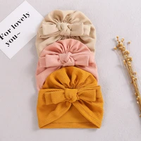 solid baby cotton beanies cute bowknot baby turban hats sweet soft 0 4t elastic caps for newborn baby boy girls headwraps