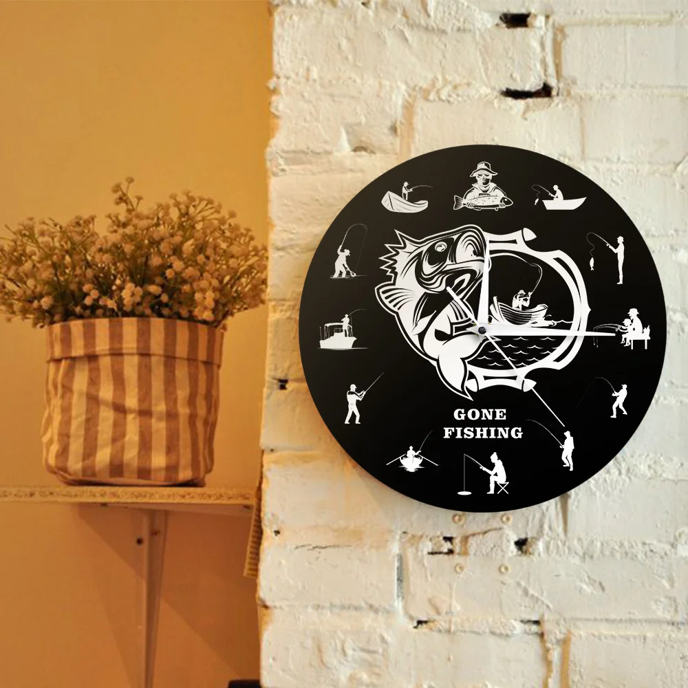 Настенные часы рыболовного промысла украшение для ловли окуня рыбаков