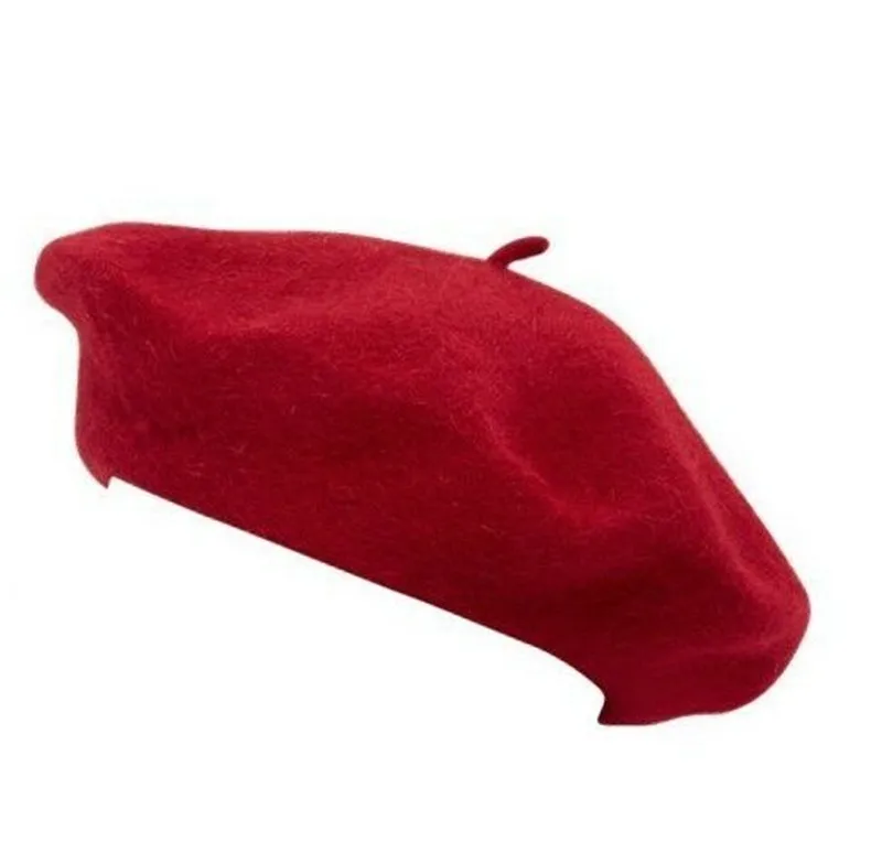 Простой шерстяной берет модные осенние женские шапки французский зимняя теплая