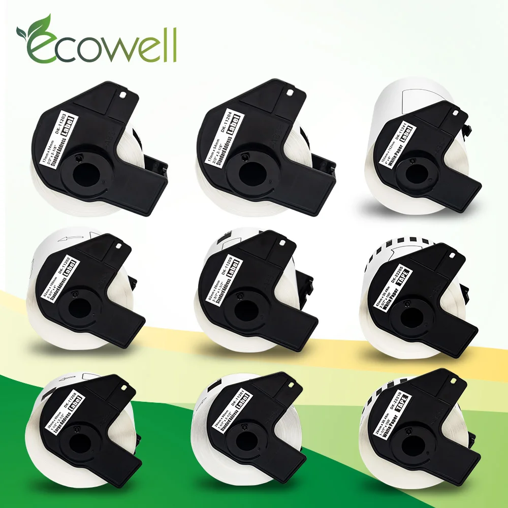 Ecowell 1 рулон совместимый DK 11201 11202 11203 11204 11208 11209 22210 ярлык замены для Brother