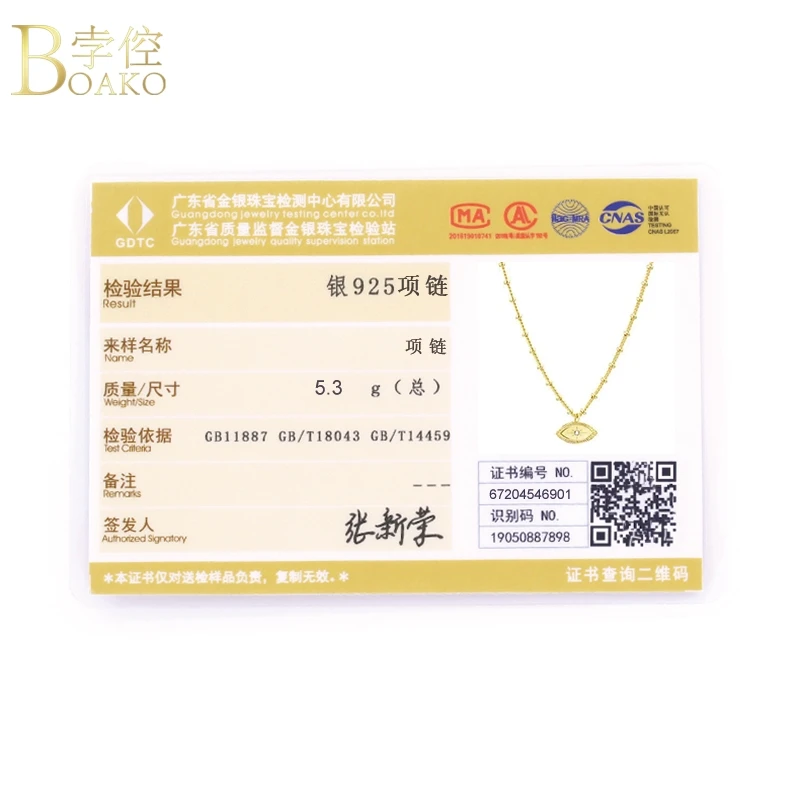 

BOAKO Crystal CZ Eye Pendant 925 Sterling Silver Necklaces For Women Jewelry Chain Girl Choker Necklace Collares Bijoux Collars