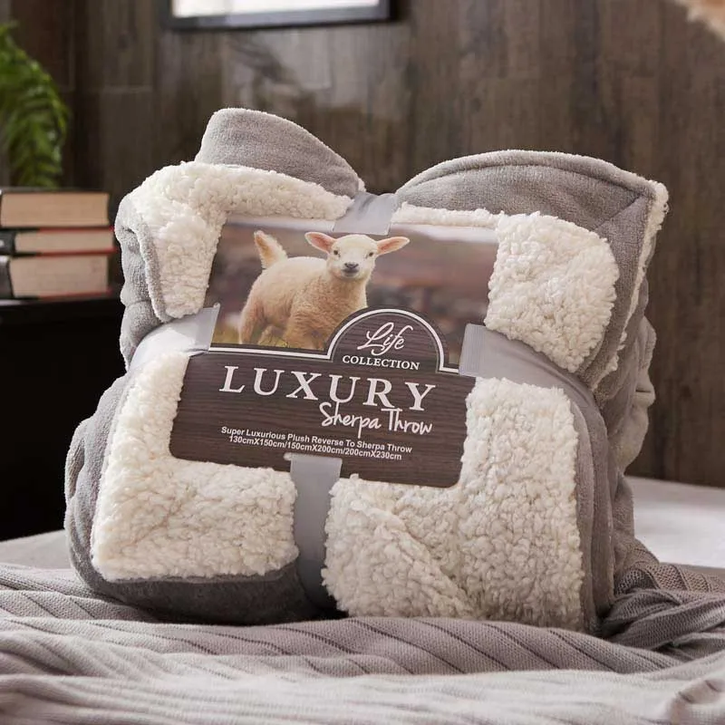 Sherpa Fur Home Bedding Blankets Thick Winter Plush Plaid Bedspread Newborn Sleeping Quilt Berber Fleece Outdoor | Дом и сад