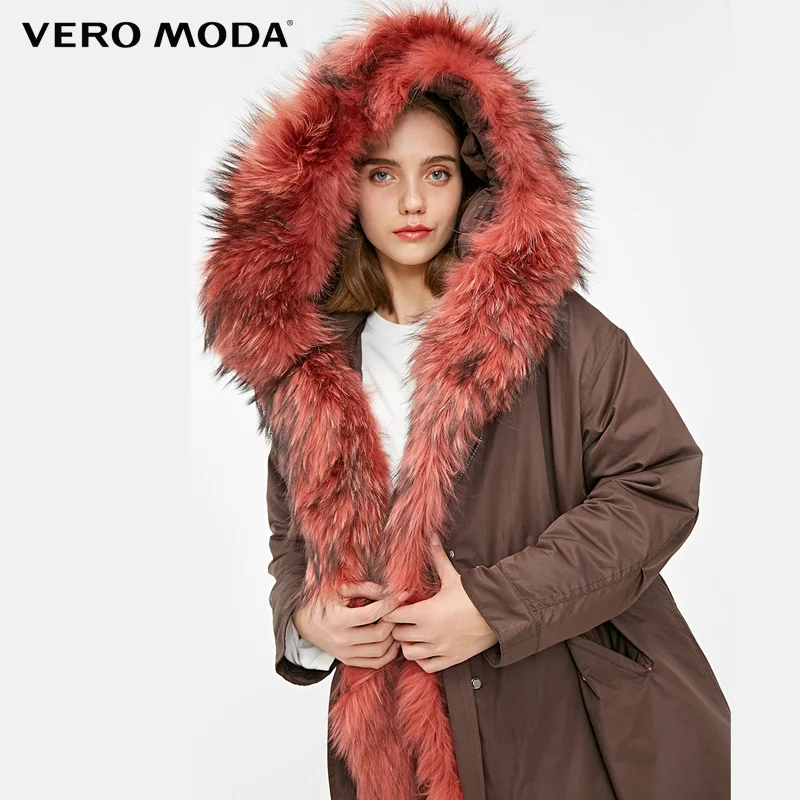 Vero Moda зимний съемный меховой воротник талия шнурок вниз куртка | 318412548|