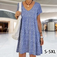 women summer loose patchwork boho vintage ruffles print dress large big elegant party beach dresses plus size s 5xl