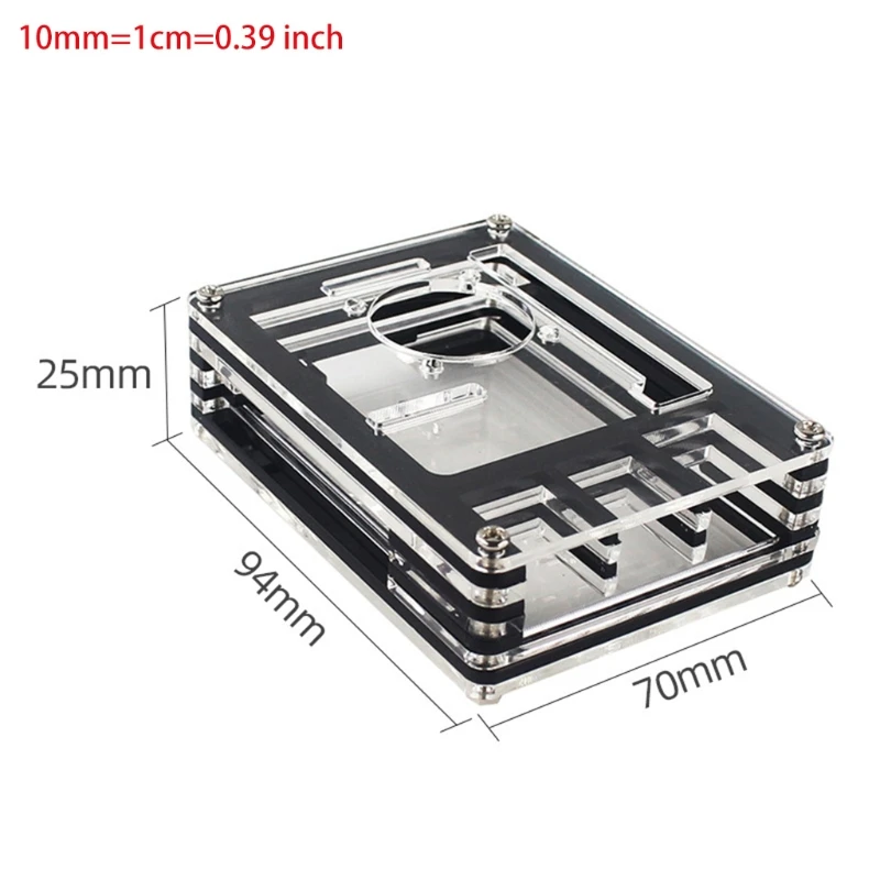 

9 Layers Acrylic Case for Raspberry Pi 4, Raspberry Pi 4 B Case with Fan 30x30mm 1PC Heatsinks Support Rpi 4B No board