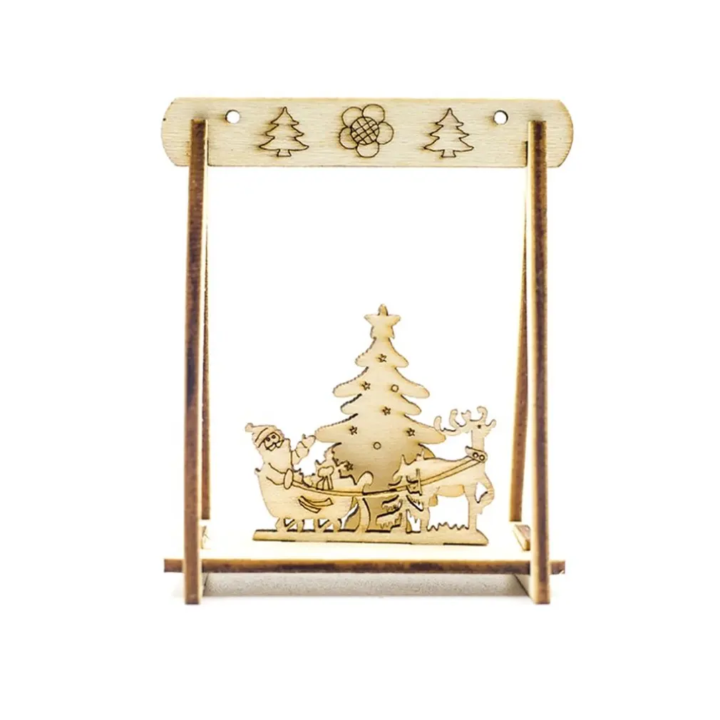 Рождественские деревянные украшения трехмерные полые маленькие