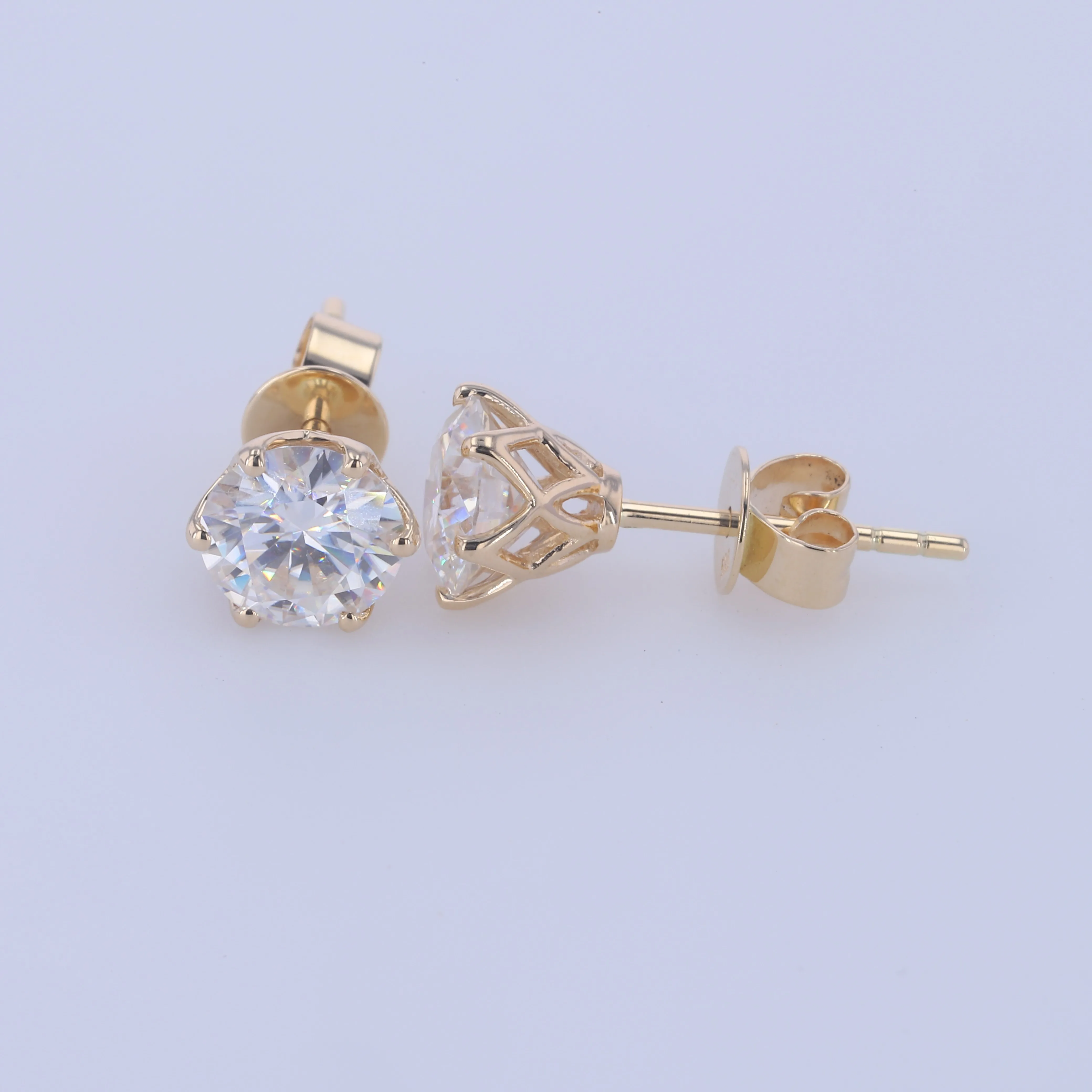 Серьги с мусанитом EF 6 мм серьги гвоздики бриллиантами 14 к желтое золото