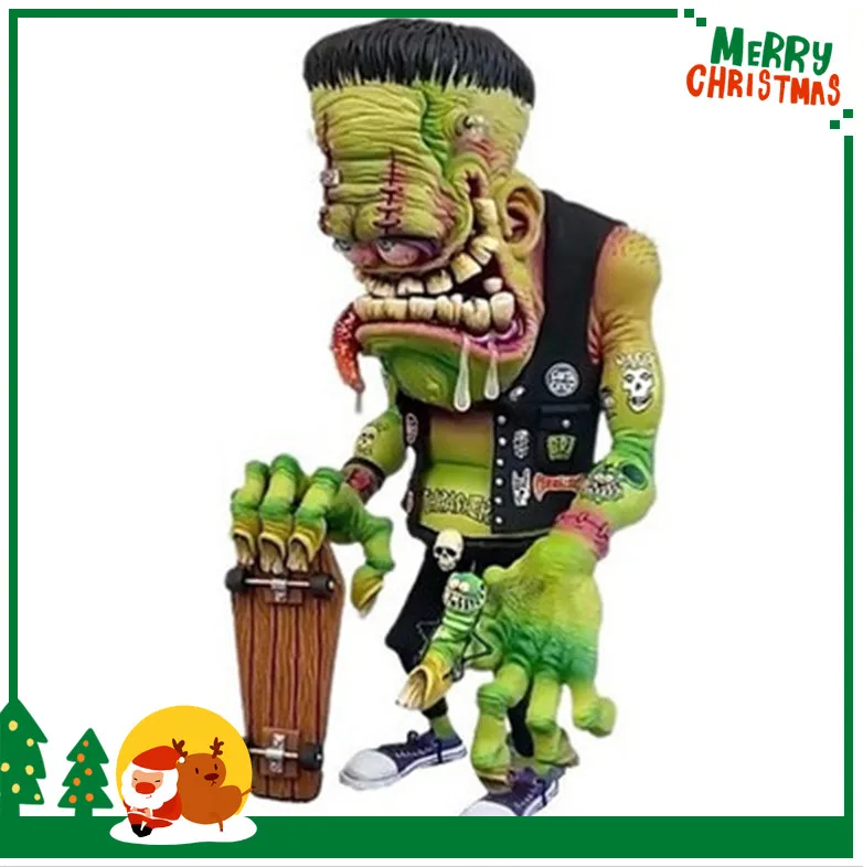

Angry Big Mouth Statue Rat Fink Collectible Model Toy Halloween Decoration Big Mouth Monster Driving Statue Halloween Monster