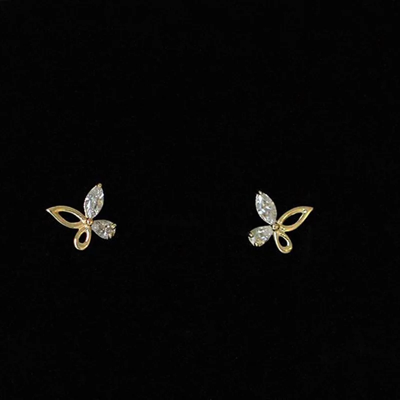 Серьги-гвоздики OMHXZJ EA621 из 18-каратного золота с фианитом AAA | Украшения и