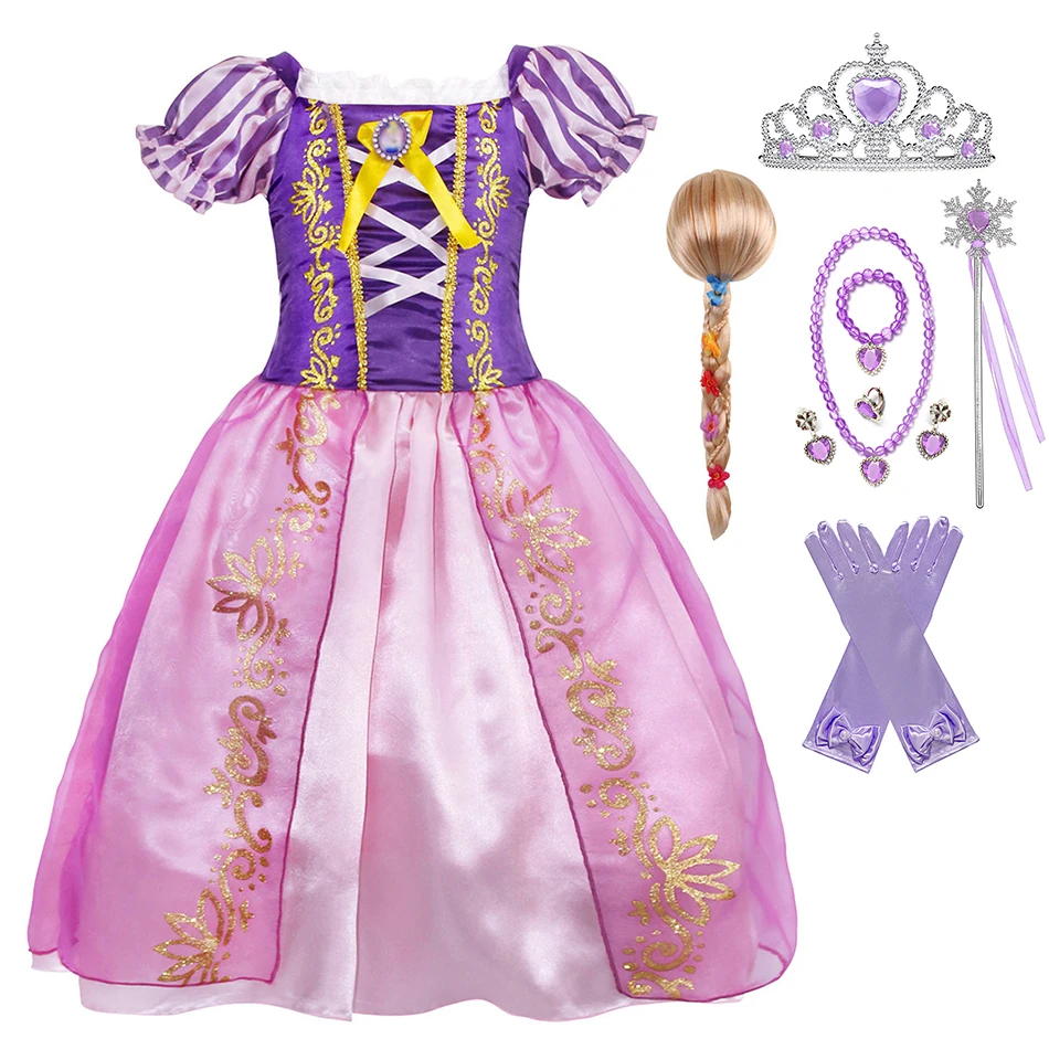 

Girls Rapunzel Dress Kids Summer Tangled Fancy Princess Costume Children Disguise Birthday Carnival Halloween Party Clothes Gown