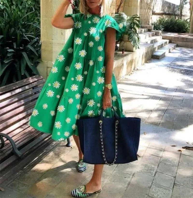 Платье-трапеция женское свободного кроя модное повседневное милое праздничное