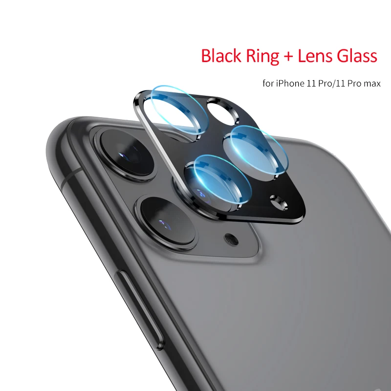 Black 1 Для iPhone 11 Pro Max пленка из закаленного стекла задняя крышка объектива камеры металлическое защитное кольцо чехол для iPhone 11 защита экрана - Цвет: Black 1