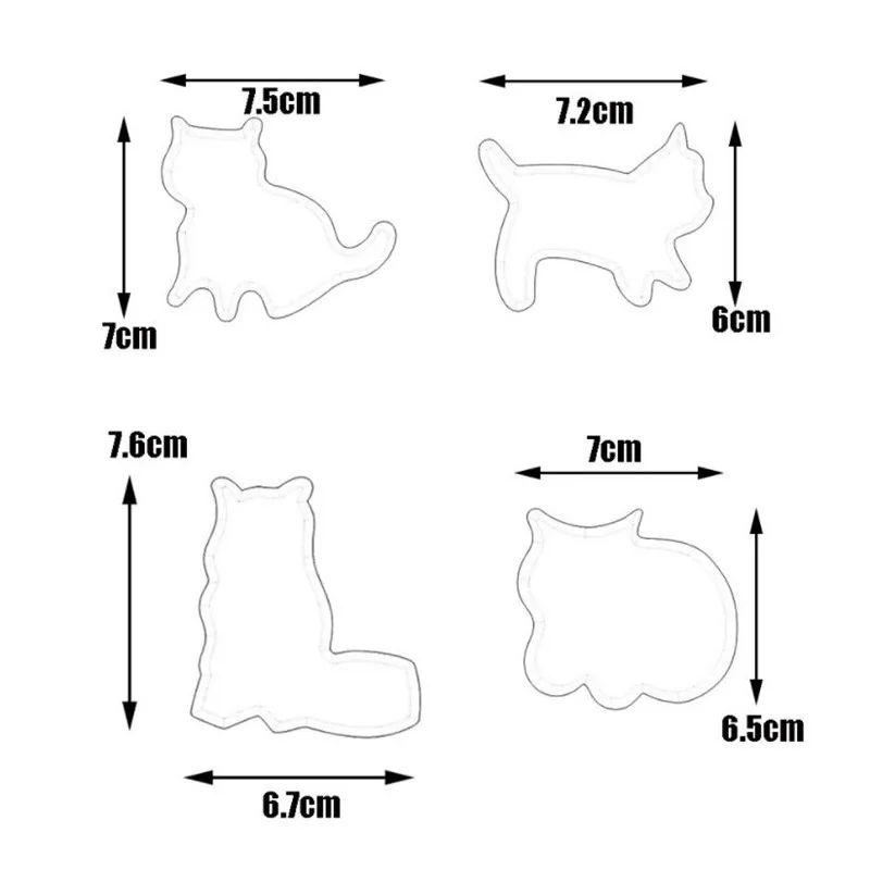 

4pcs Cookie Cutters Molds Stainless Steel Cute Animal Cat Shape Biscuit Stamp DIY Fondant Pastry Dessert Decorating Baking Tools