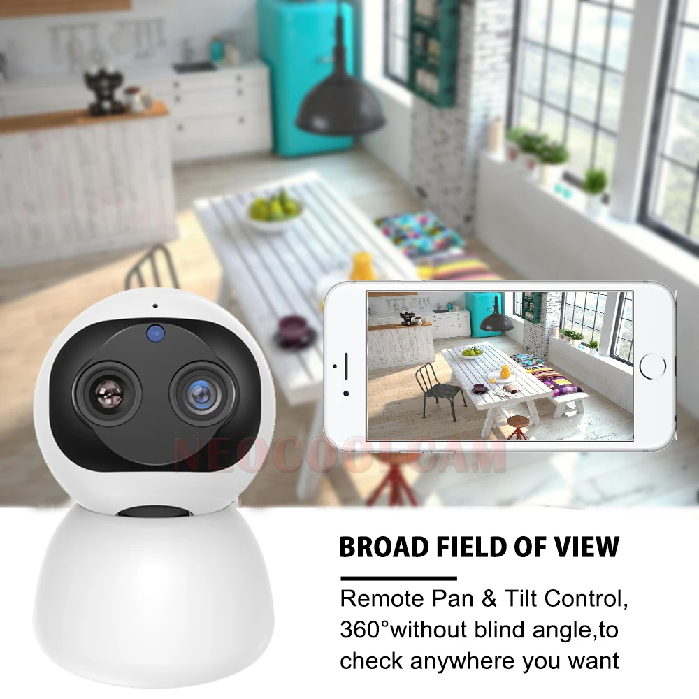Камера домашняя с двойным объективом HD 1080P PTZ Wi-Fi 10-кратный зум 2K беспроводная ии