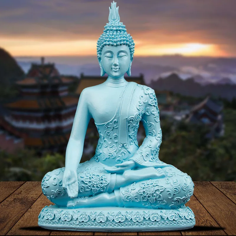 

New 2020 Buddha Statue Thailand Buddha Sculpture Home Decor Green Resin Hand Made Buddhism Hindu Fengshui Figurine Meditation