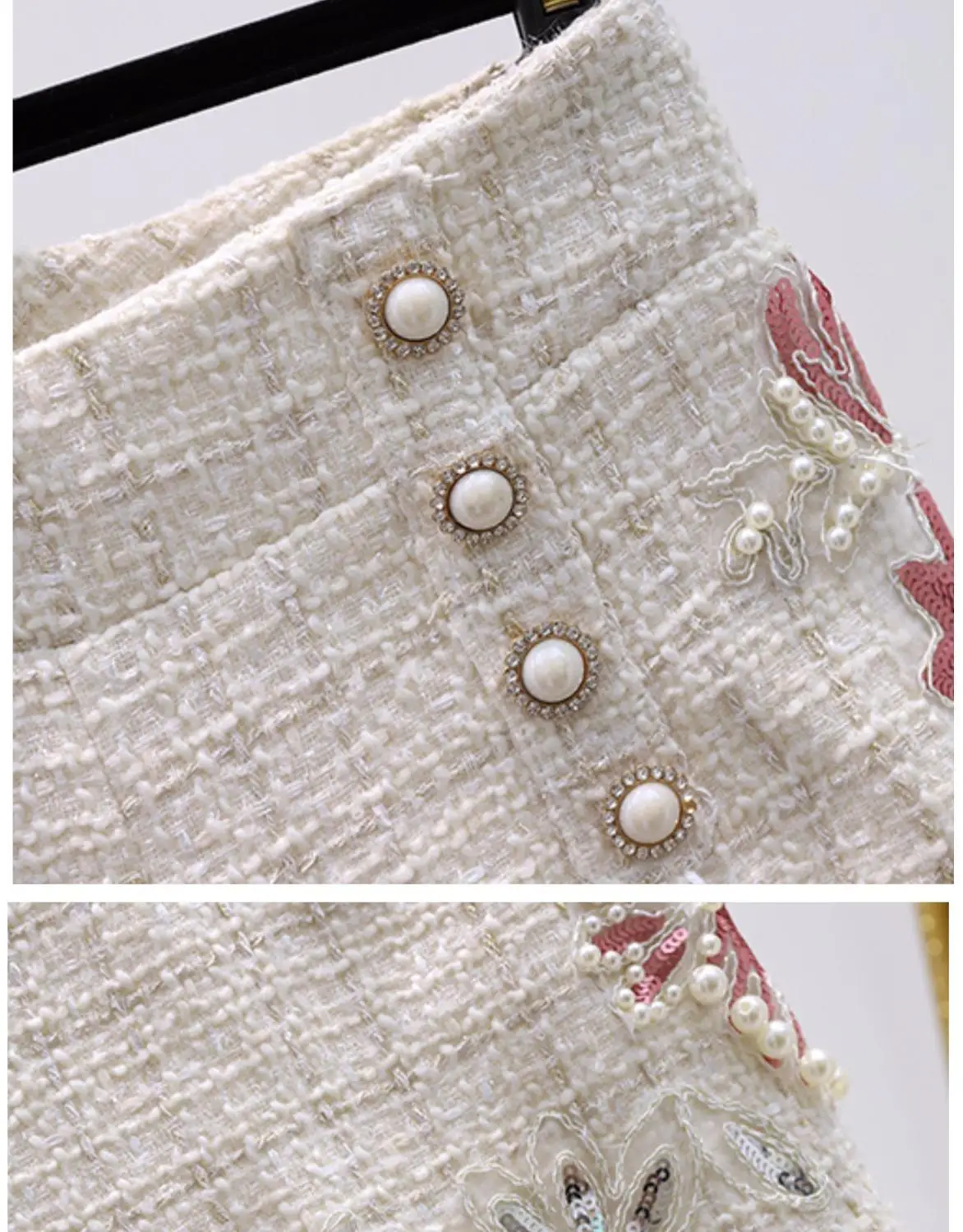 

Autumn winter Sequined Beading Tweed Two Piece Set women embroidery Jacket Coat+Shorts Suit Female Lady England 2 Piece Suits