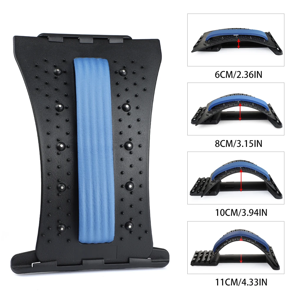 

Adjustable Back Stretcher Lumbar Traction Fitness Massage Board Back Massager Support Waist Spine Back Pain Relief Chiropractic