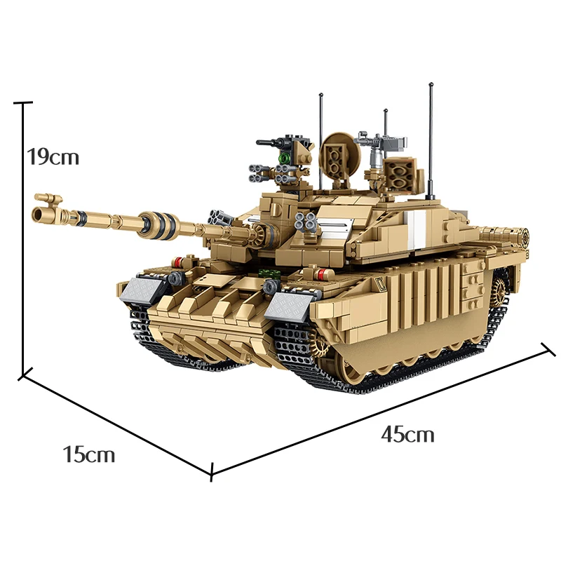 

1687PCS Main Battle Tank Model Building Blocks Military Challenger 2 For WW2 Army Soldier Figures Bicks Toys For Boys