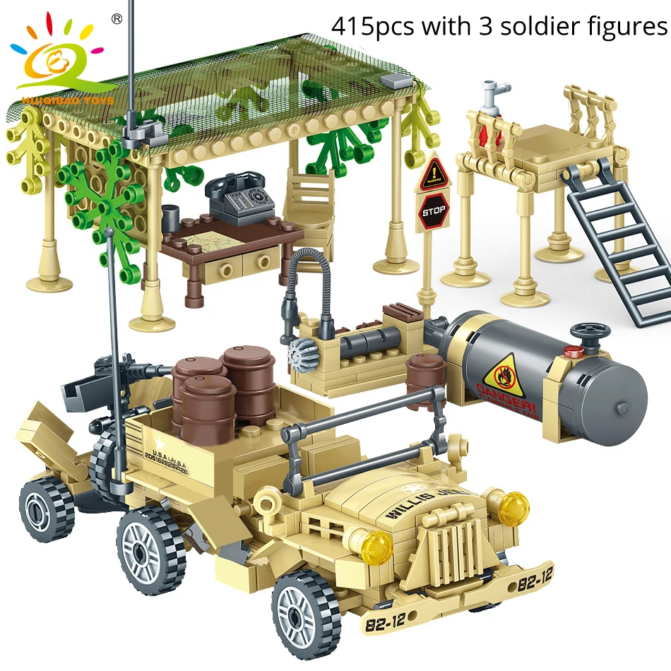 HUIQIBAO игрушки армейский Чехол Броня строительные блоки для автомобилей детей