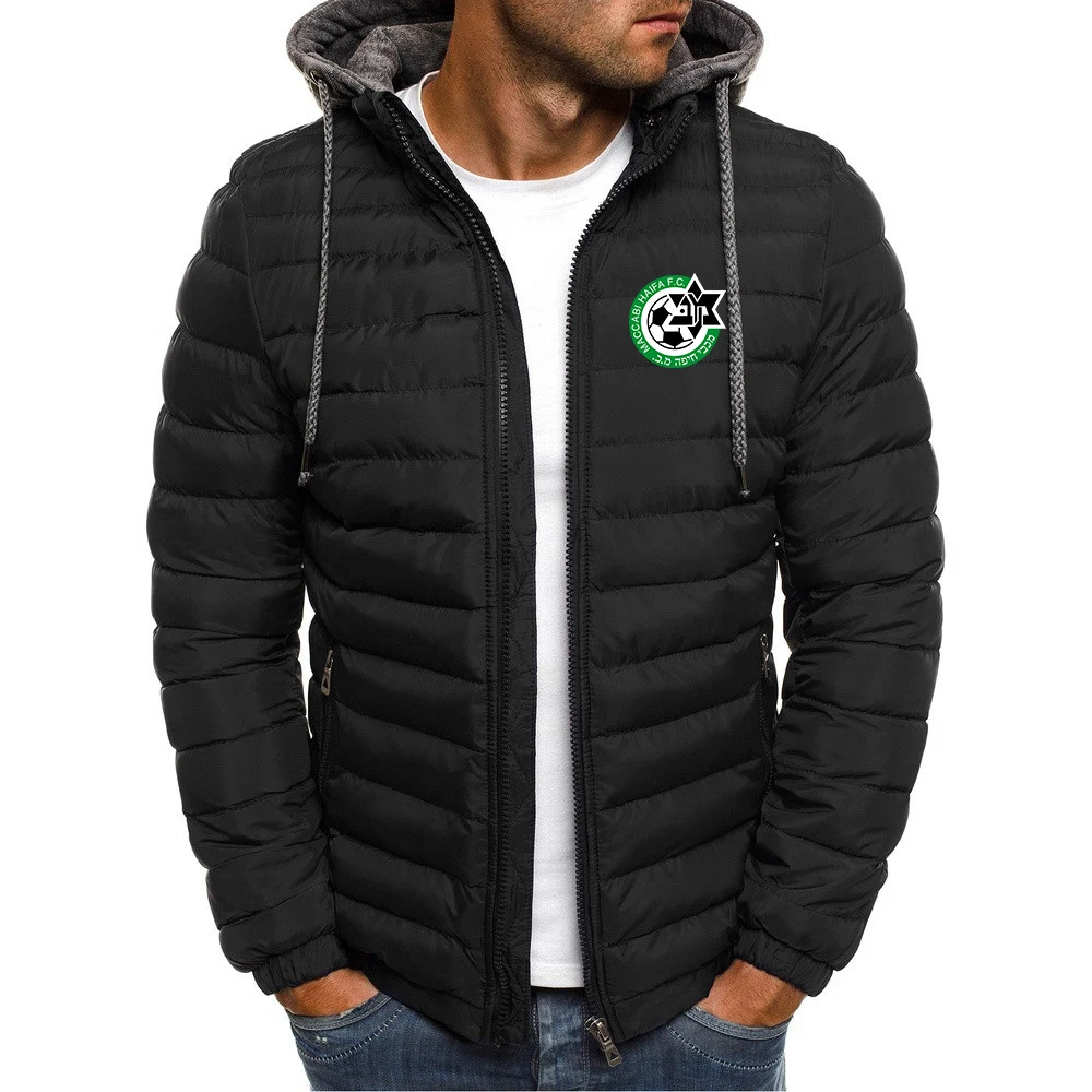 Maccabi Haifa  New Men's Fashion Print Long Sleeve Coat Thick Keep Warm Comfortable Harajuku Casual Cotton Jackets Tops Clothes dark green hoodie