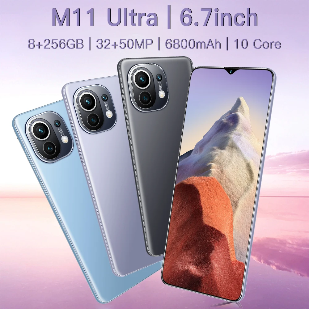 

Hot Newest M11 Ultra 5G 8GB RAM 256GB ROM 6.7inch Dual Sim Android Mobile Cell Phone Large Capacity Celular Smartphone