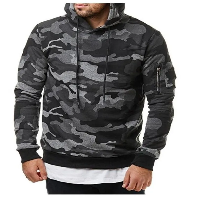 

Men's Hoodies Autumn Sportswear Long Sleeve Camouflage Pocket Hooded Shirt Men Brand Clothing Male Casual Sweatshirt