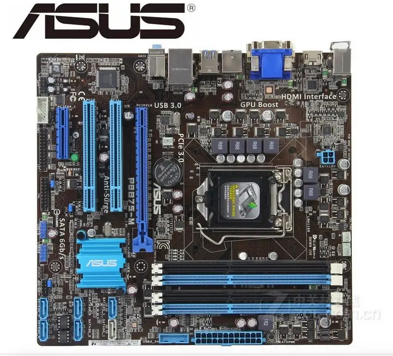ASUS P8B75-M оригинальная материнская плата DDR3 LGA 1155 USB2.0 USB3.0 32 ГБ для туристических ящиков 22/32nm процессор B75 б/у рабочего Материнская плата