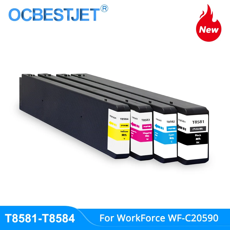 

T8581-T8584 T8581 C13T858100 Compatible Ink Cartridge Full With Pigment Ink For Epson WorkForce Enterprise WF-C20590 Printer