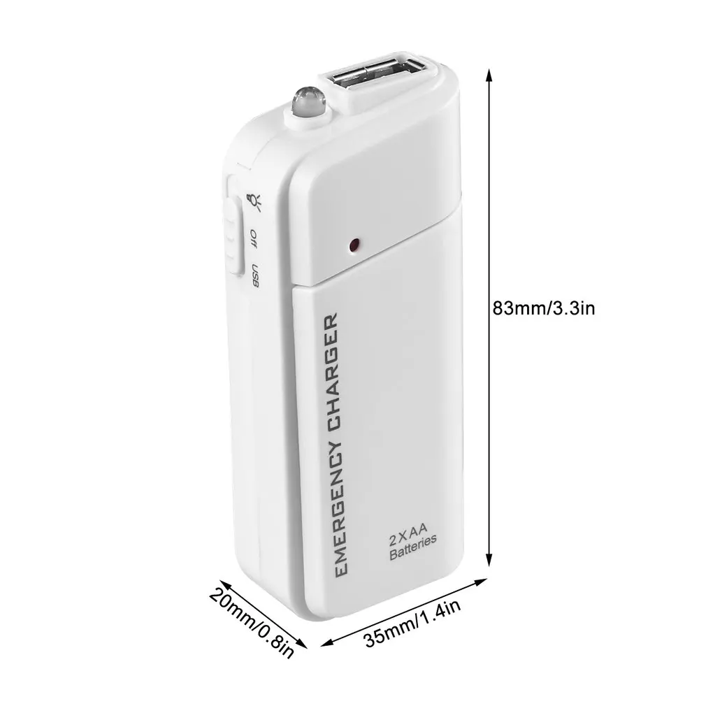 

Universal Portable USB Emergency 2 AA Battery Extender Charger Power Bank Supply Box For iPhone Mobile Phone Free shipping