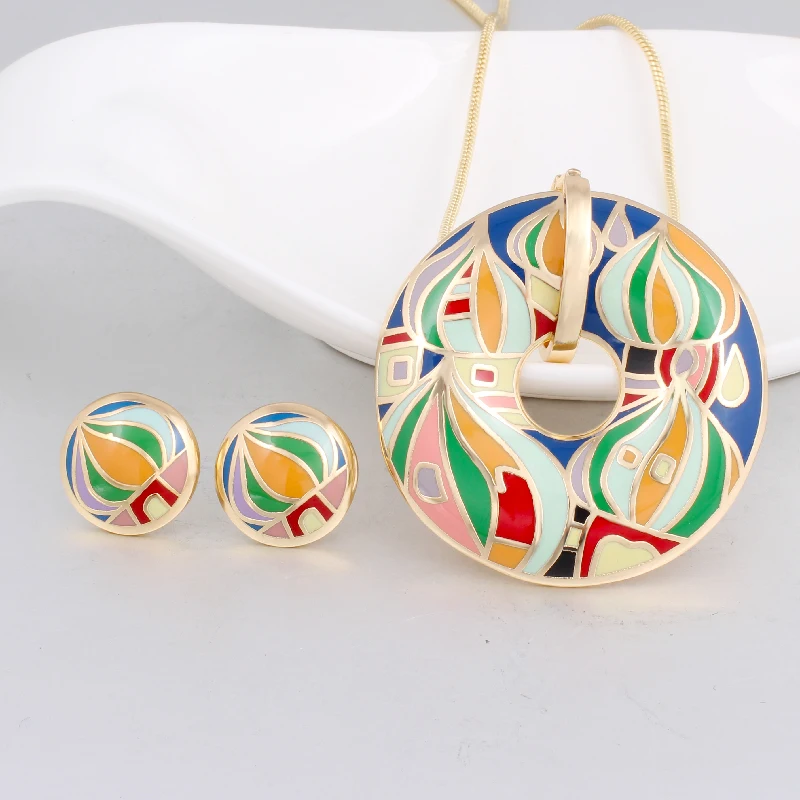 Винтажная подвеска с черными цветами/серьги для женщин насыщенный красочный