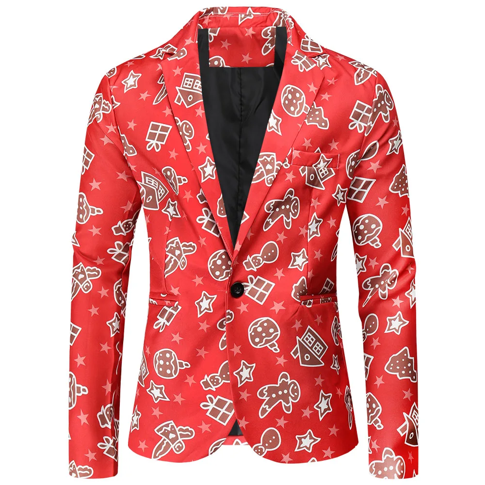 

Рождественские мужские зимние костюмы с 3D принтом, Осенние блейзеры с длинным рукавом, зимняя мужская забавная куртка с принтом