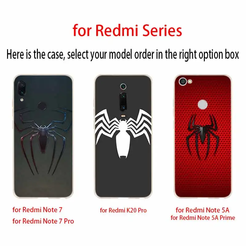 Силиконовый чехол для Xiaomi Redmi 10 9 8 7 6 5 4 A 9at Prime 4x Y3 Cover The spider | Мобильные телефоны и