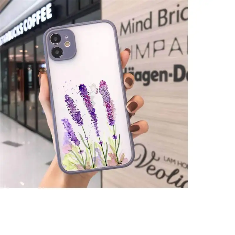 

Simple Lavender Purple Flowers Phone Cases matte transparent For iphone 7 8 11 12 plus mini x xs xr pro max cover