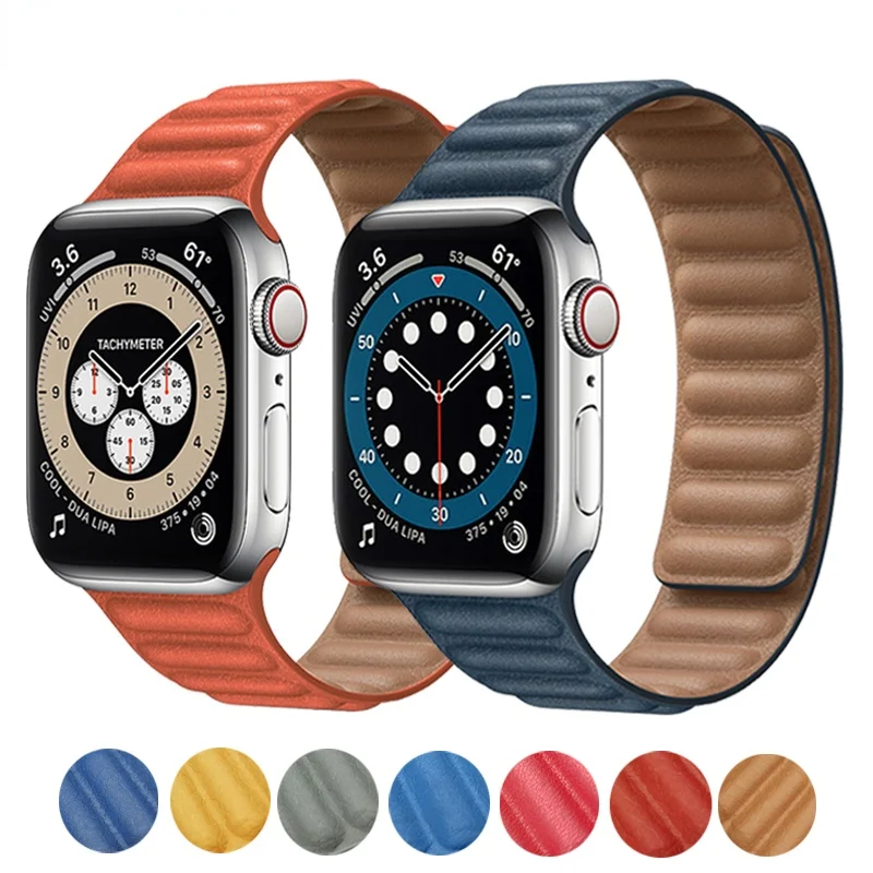 

Original Leather Link Bracelet for Apple watch band Series 6 SE 44mm 40 38mm 42mm watchband Magnetic Loop bracelet iWatch 5 4 3