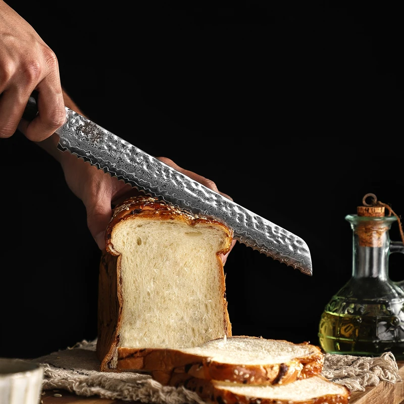 Нож кухонный из дамасской стали Kyokuto 67-слойный V-образный золотистый 10 дюймов -