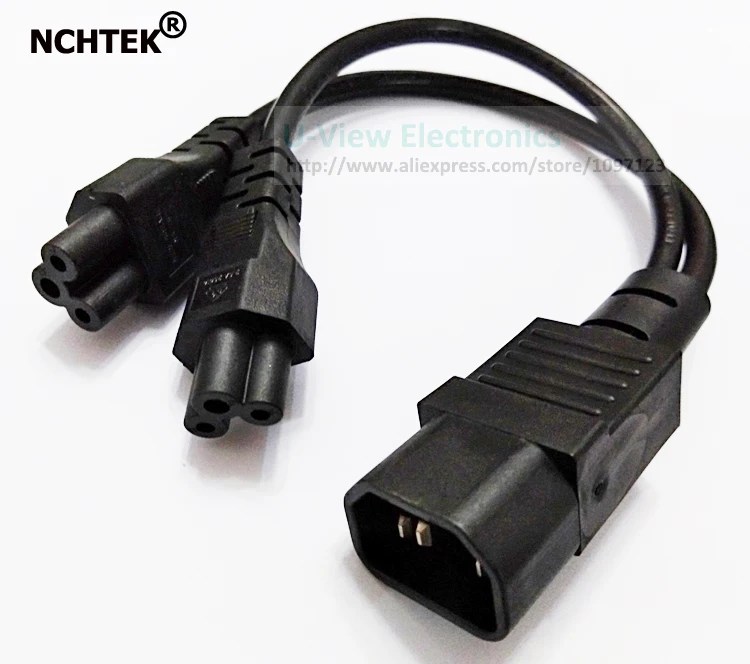 NCHTEK IEC 320 C14 3Pin Male to Dual C5 Female Power Adapter Cable About 30CM/Free Shipping/1PCS | Электроника