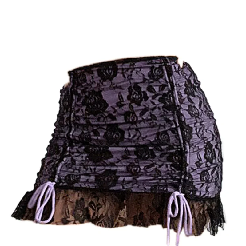 

Sexy style double stitching lace wrap hip A-line skirt female bottoming half-length purple skirt