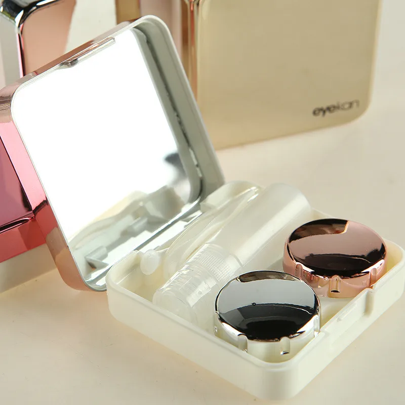 Цветной чехол для контактных линз с зеркалом женщин цветная коробка глаз