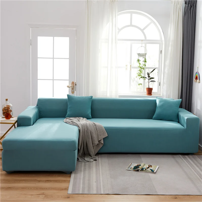 

Однотонный чехол на 1/2/3/4 места для дивана, чехол для гостиной, полноразмерный современный эластичный угловой диван из полиэстера, 45009