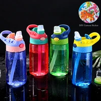 480ml cute kids water cup creative cartoon safe baby feeding cups with straws leakproof water bottles outdoor portable cup