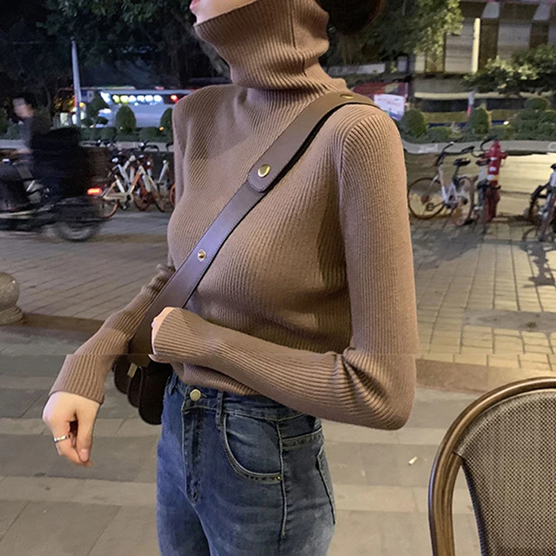 

Women's Sweater 2021 Women's Turtleneck Women's Thick Warm Knit Sweater Base Knit Sweater Soft Comfortable Pullover Top