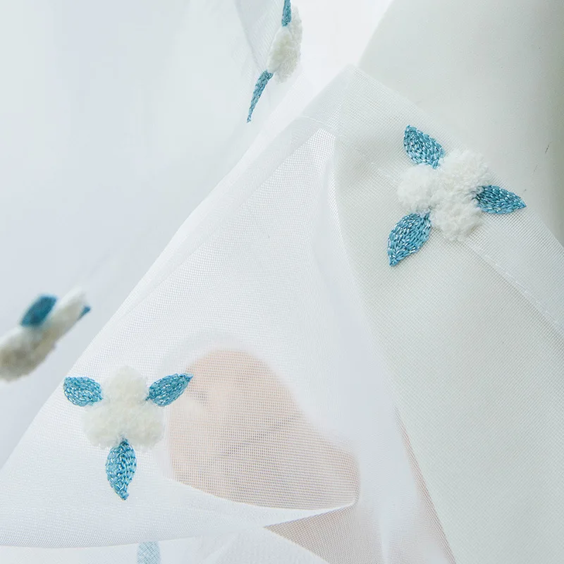 Пасторальные стерео вышитые прозрачные шторы с 3D цветами для гостиной экрана