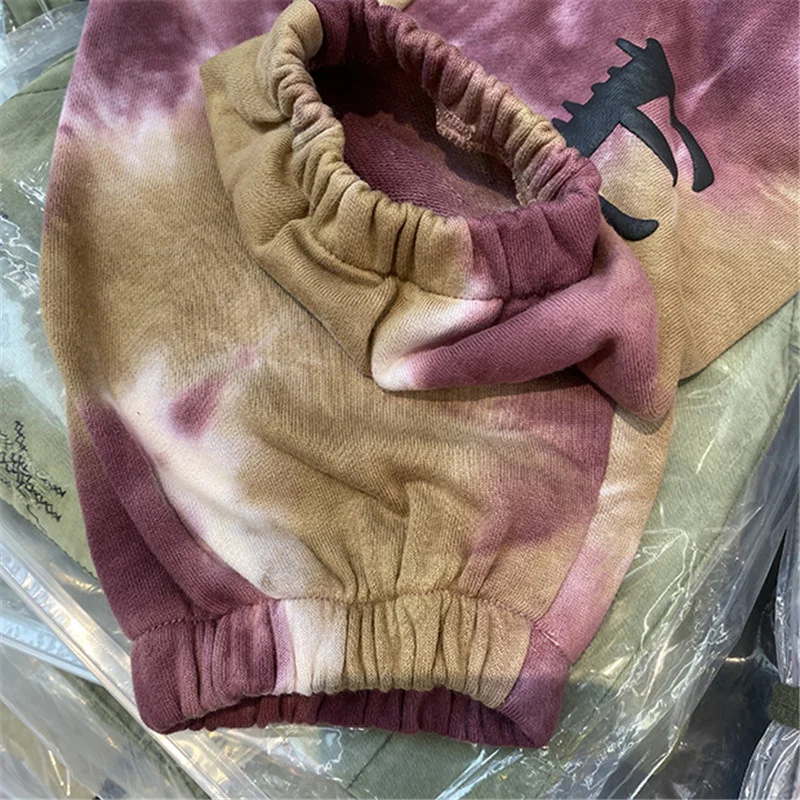 Брюки Tie Dye Kanye West махровые Хлопковые Штаны в стиле хип-хоп обслуживание по