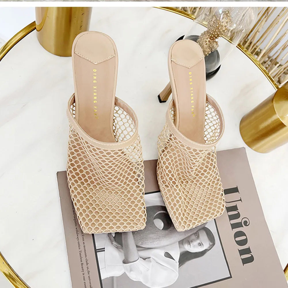 

Termainoov Women Silders High Heels Square Toe Dress Shoes New Summer Heeled Slippers Women Sandals